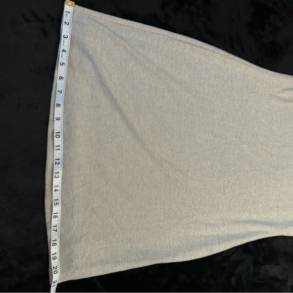 White House Black Market Metallic Shimmer Knit Dress Gray Silver Small - Picture 15 of 16